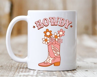 Cowgirl Boot Mug, Western Mug, Boot Mug, Retro Mug, Christmas Gift, Birthday Gift, Gift for friend, 15oz Mug