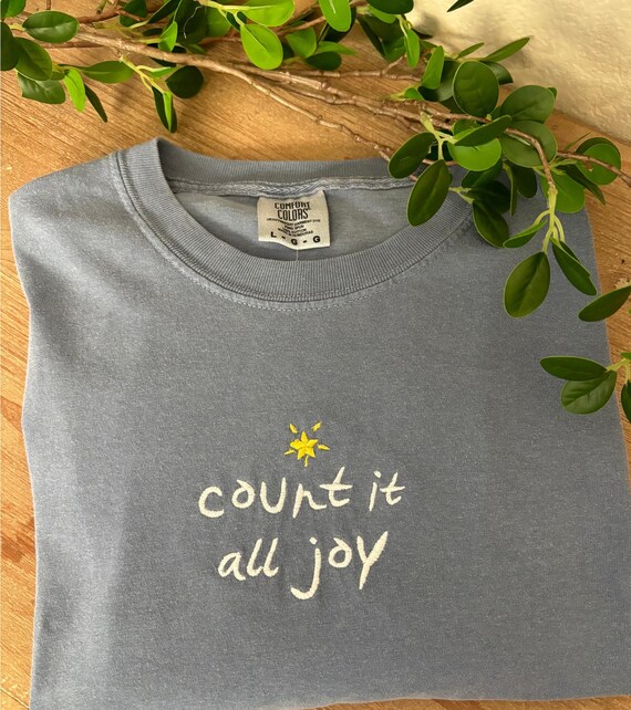 Embroidered Comfort Color Tee, Count It All Joy, Comfort Color Christian Shirt, Comfort Color T-Shirt, Scripture T-Shirt, Embroidered Tee