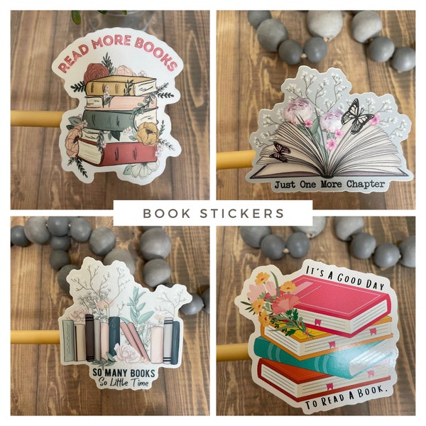 Book Stickers, Just One More Chapter Sticker, So Many Book Stickers, Read More Book Stickers, It's A Good Day To Read A Book Sticker