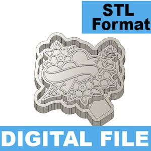 Double hearts with Flowers Freshie Blank for Molding 3D printer file STL