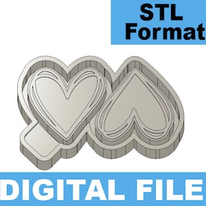 May include: A 3D printable STL file for a double heart design. The file is for digital download only. STL Format.