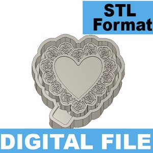 Rose  Heart Freshie Blank for Molding 3D printer file STL