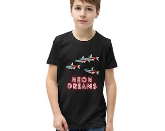 Funny Fishkeeper T-Shirt Gift | Freshwater, Tank, Aquascape | Fish, Aquarium Pets, Fishing | Girls & Boys Youth Kids Tee | Neon Tetra