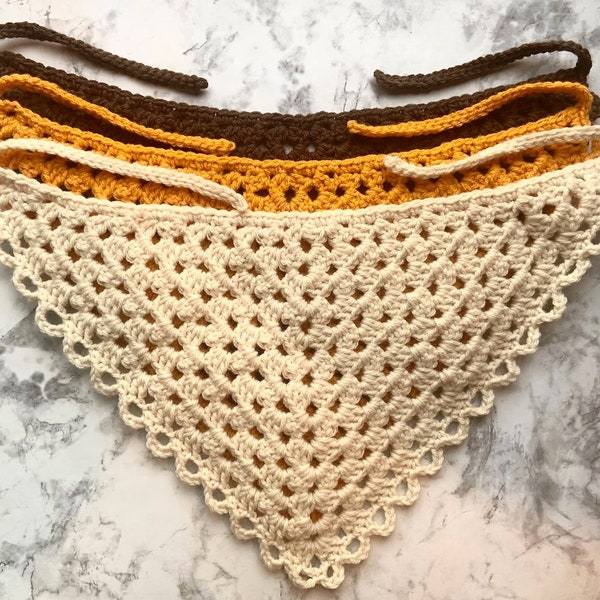 Sunrise Crochet Bandana - homemade kerchief - for her - hippy bandana homemade