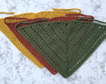 Autumn Leaves Crochet Bandana - boho hairscarf - for her - crochet kercheif