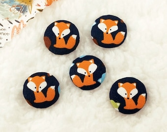 Fox Fabric Buttons Baby Buttons with Eyelet / Shank for Children's Clothing, Animal Buttons, Sewing Accessories
