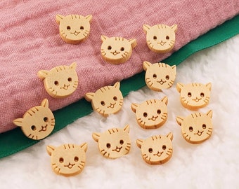 Kids Baby Wooden Cat Buttons Children's Buttons for Kids Clothes, Animal Buttons, Sewing Accessories