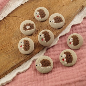 Hedgehog Fabric Buttons Baby Buttons with Eyelet/Shank for Kids Clothes, Animal Buttons, Sewing Supplies Accessories