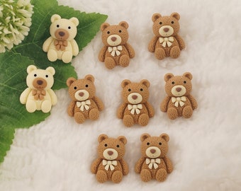 Bear Buttons Brown Cream Teddy Bear Baby Buttons with Eyelet / Shank for Kids Clothing, Animal Buttons, Sewing Supplies Supplies