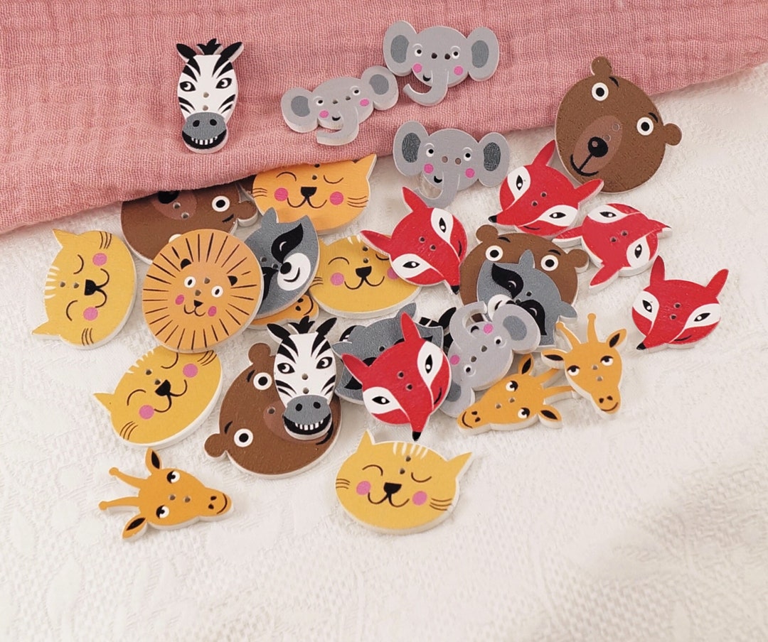 Animal Buttons Kids Baby Colorful Wooden Children's Buttons for ...