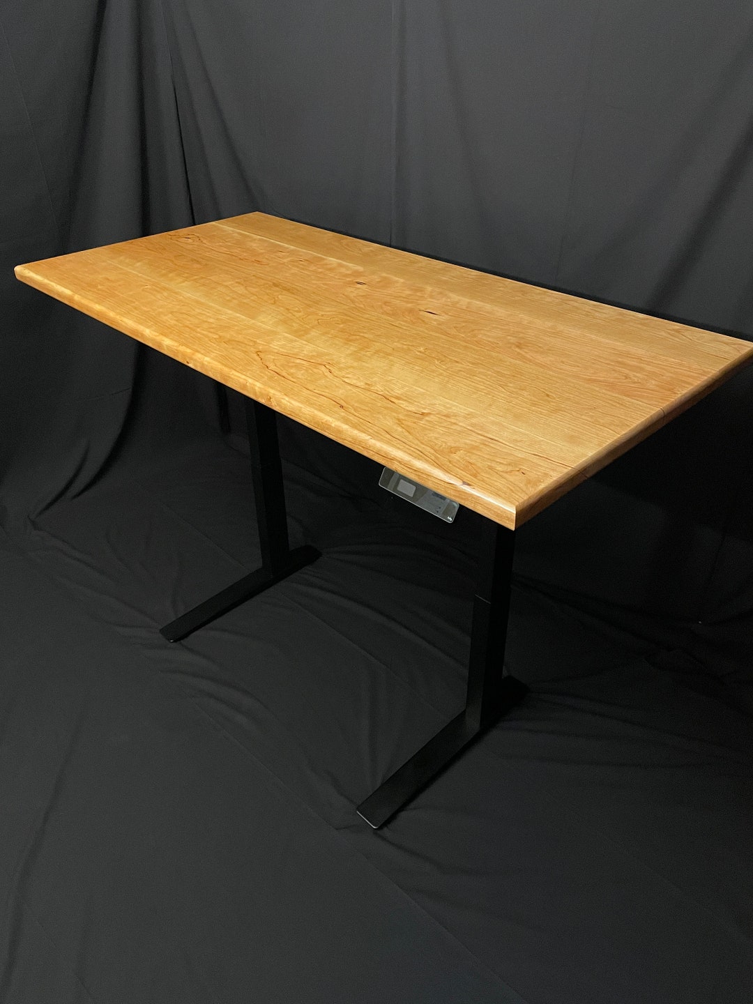 Hardwood Standing Desk. Large Cherry Desk With Motorized Jarvis