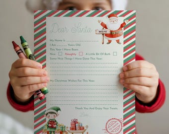 Letter to Santa | Printable Santa Wish List | Christmas Letter | Easy to Print Santa Letter | Instant Download