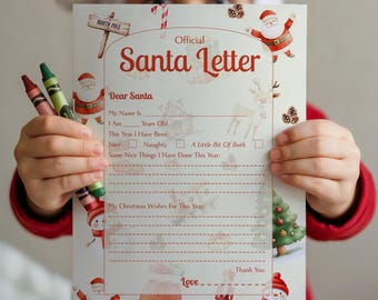 Letter to Santa | Printable Santa Wish List | Christmas Letter | Easy to Print Santa Letter | Instant Download