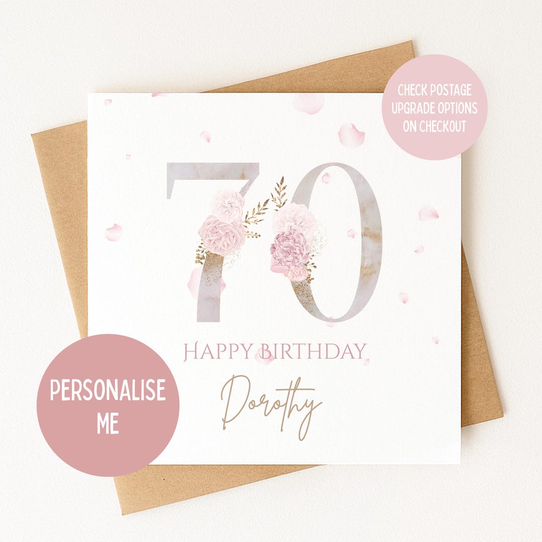 Personalised 70th Birthday Card for Wife | for Mum | for Auntie | for ...