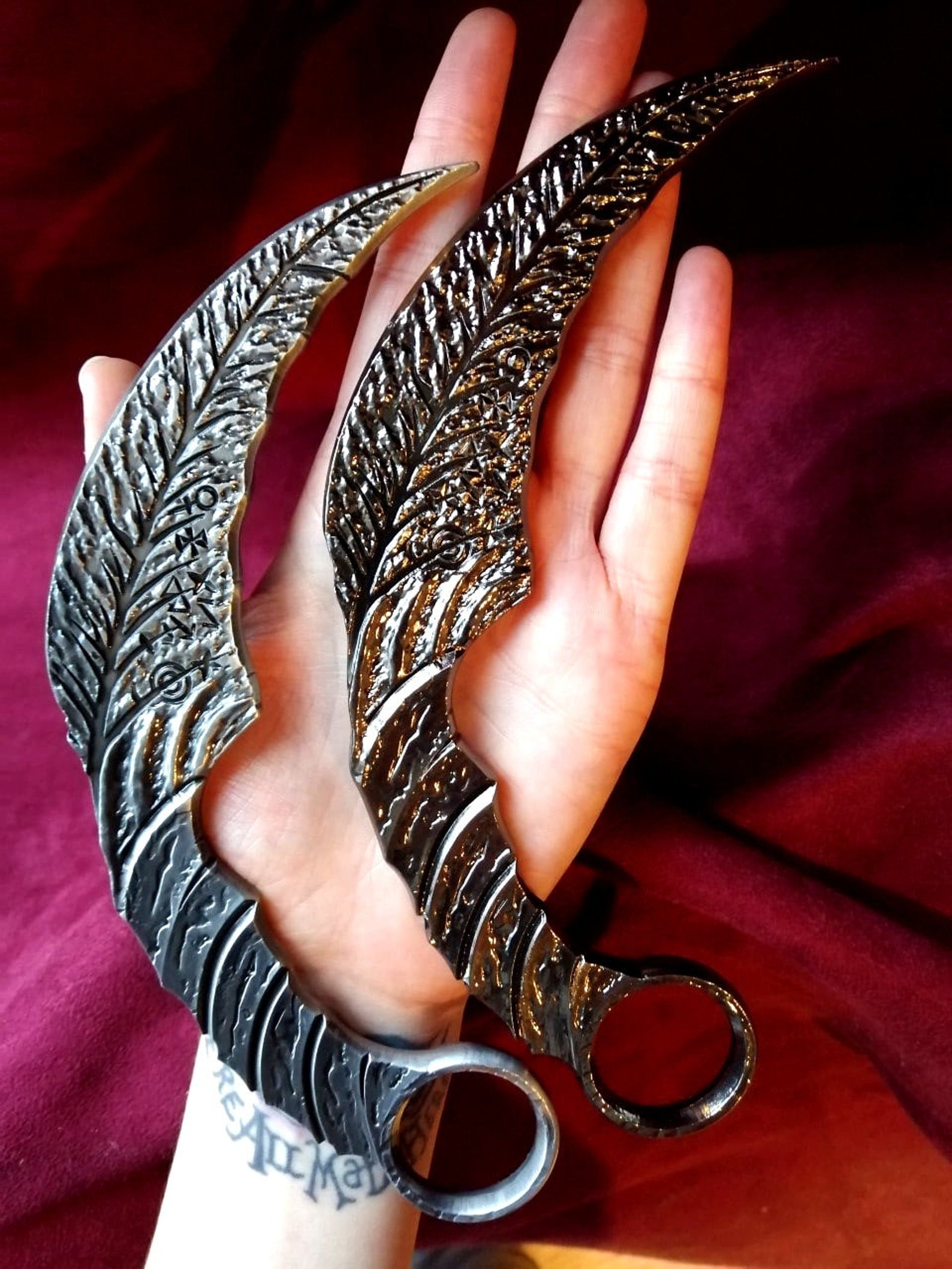 One of Steel Maze Blades Demon Knife Karambits Mazikeen Etsy