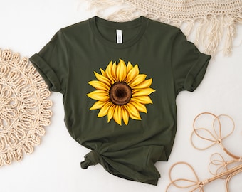 Sunflower Shirt, Floral T-Shirt, Flower Shirt, Garden Shirt, Women's Shirt, Sunflower T-Shirt, Sunshine Tee, Cute Shirt, Gift for Her