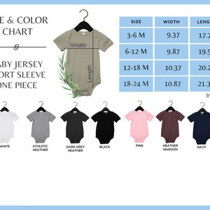 the size and color chart for a baby jersey