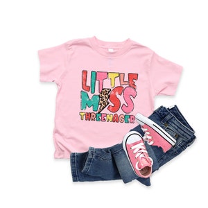 Little Miss Threenager Toddler Shirt, Third Birthday Toddler Tee, Birthday Girl Shirt, Girls Birthday Tee, Birthday Kids