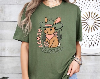 Cowboy Easter Shirt, Happy Easter Day Shirt, Easter Bunny Shirts, Western Easter Shirts, Funny Easter Kids Tee, Howdy Easter Bunny Shirt