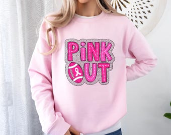 Football Pink Out Shirt, Breast Cancer Sweatshirt, Breast Cancer Awareness Tee, Pink Ribbon, Game Day Shirt, Football Mom Coquette T-Shirt