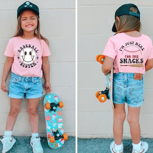I&#39;m Just Here for the Snacks Baseball Sister Shirt, Baseball Season, Sports Fan, Baseball Sister Gift, Baseball Snack, Game Day Gift Shirt