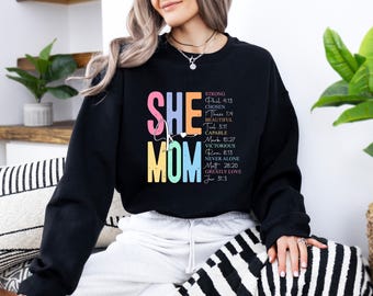 She is Mom Shirt, She Is Strong Shirt, Bible Verse, Empowered Women Gift, Strong Mom Shirt, Christian Mom Sweatshirt, Mother Days Gift