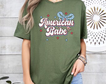 American Babe Shirt, American Shirt, Cute 4th Of July Shirt, Patriotic Sweatshirt, Independence Day, 4th of July Graphic Tee, Freedom Tee