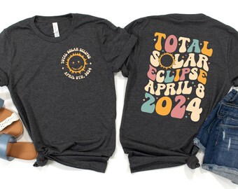 Total Solar Eclipse 2024 Shirt, April 8 2024, USA Map, Path of Totality Tee, Spring America Eclipse Souvenir Gift, Eclipse Watching Squad