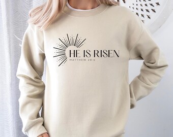 He is Risen Shirt, Christian Easter Shirts, Easter Sunday Shirts, Christian Apparel, Faith Shirts, Christian Gift Shirt Matthew 28:6 Shirt
