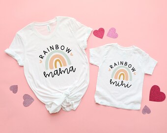 Rainbow Mama Mini T-shirt, Mama and Baby Shirt, Rainbow Mama Shirt, Rainbow Mini shirt, Mama Mini Matching Shirt, Mom gift, Mom Life