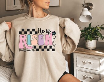 He is Risen Shirt, Christian Easter Shirts, Easter Sunday Shirts, Christian Apparel, Faith Shirts, Christian Gift Shirt Matthew 28:6 Shirt