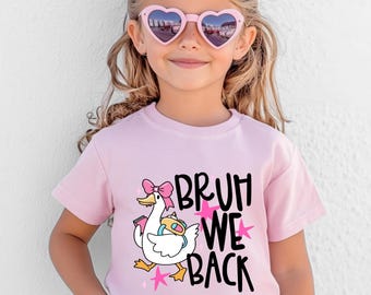 Cute Goose Reading Book Kids Shirt, Funny Book Lover Toddler Tee, Pink Bow Goose T-Shirt for Girls, Preschool Kindergarten Bookworm Gift