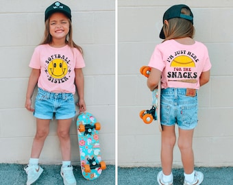 I&#39;m Just Here for the Snacks Softball Sister Shirt, Softball Season, Sports Fan, Softball Sister Gift, Softball Snack, Softball Kids Shirt