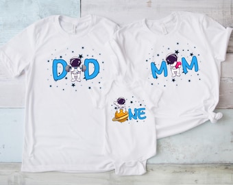 Matching Space Birthday Shirts, Astronaut Family Birthday T-Shirt, Outer Space Party Outfit, Galaxy Birthday Shirt for Kids, First Birthday