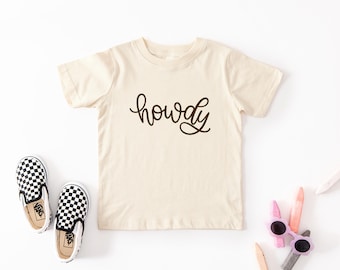 Howdy Kids Shirt, Western Cowboy Shirt for Kids, Country Style Toddler Tee, Farm Life Shirt, Rodeo Birthday Outfit, Cute Cowgirl Top