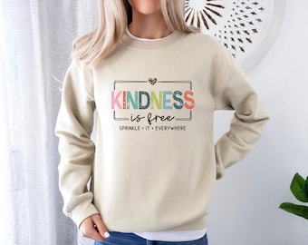 Kindness is Free Sprinkle it Everywhere Shirt, Be Kind Shirt, Positive Saying Sweatshirt, Retro Women Motivational Shirt, Positive Vibes Tee