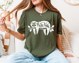 Sloth Shirt, Sloth Gifts, Cute Animal Sweatshirt, Animal Shirt, Pura Vida Shirt, Costa Rica Shirt, Pura Vida Vibes Shirt, Beach Vacation Tee