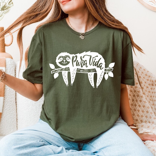 Sloth Shirt, Sloth Gifts, Cute Animal Sweatshirt, Animal Shirt, Pura Vida Shirt, Costa Rica Shirt, Pura Vida Vibes Shirt, Beach Vacation Tee