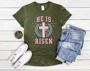 He is Risen Shirt, Christian Easter Shirts, Easter Sunday Shirts, Christian Apparel, Faith Shirts, Christian Gift Shirt Matthew 28:6 Shirt