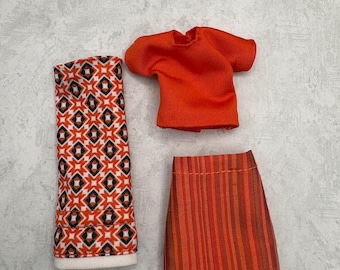 Dollhouse 1/12 doll clothes. 3pc. 1 top, 2 skirts outfit. Limited set. Doll, accessories not included