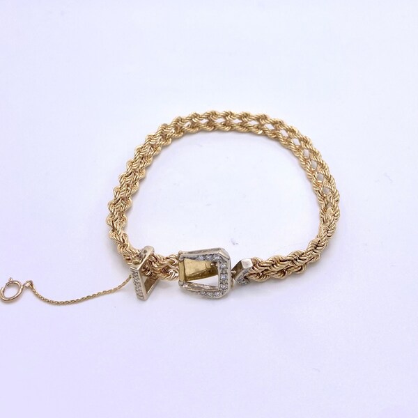 14k Gelbgold Diamant Schnalle Armband