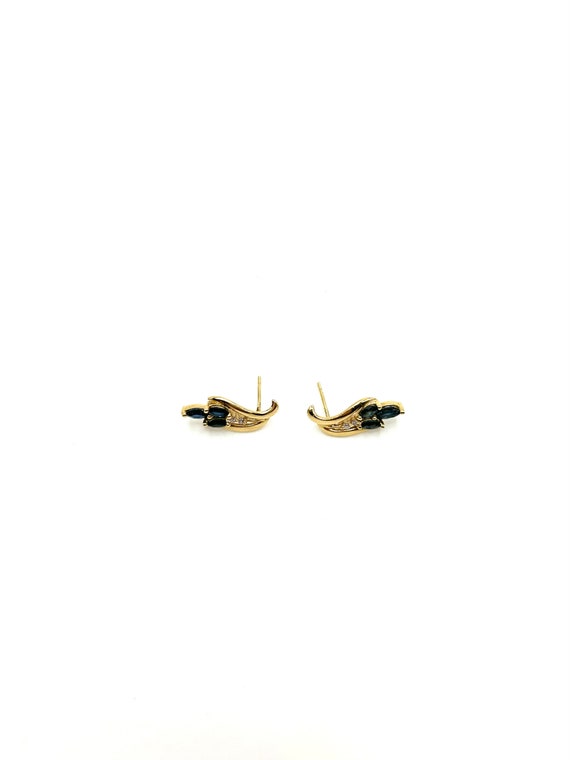 Gold Sapphire Diamonds Earrings - image 2