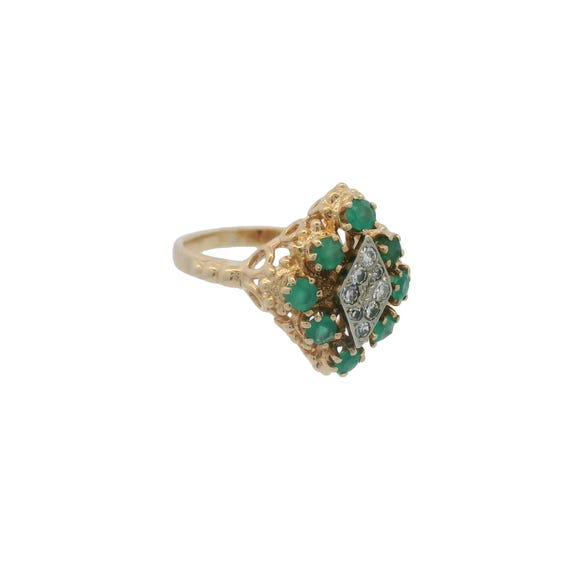 Emerald Diamond Cluster Ring - image 2