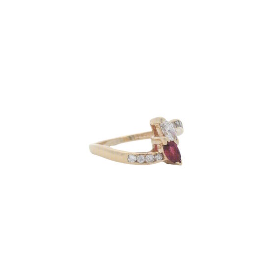 Vintage Ruby Diamond Gold Ring - image 2