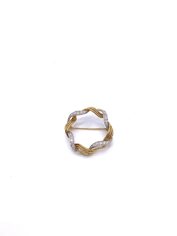 Gold Diamond Circle Pin - image 1