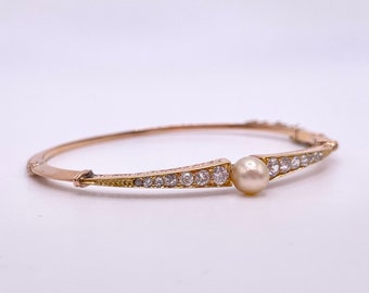 Antique Victorian Pearl & Diamond Bracelet