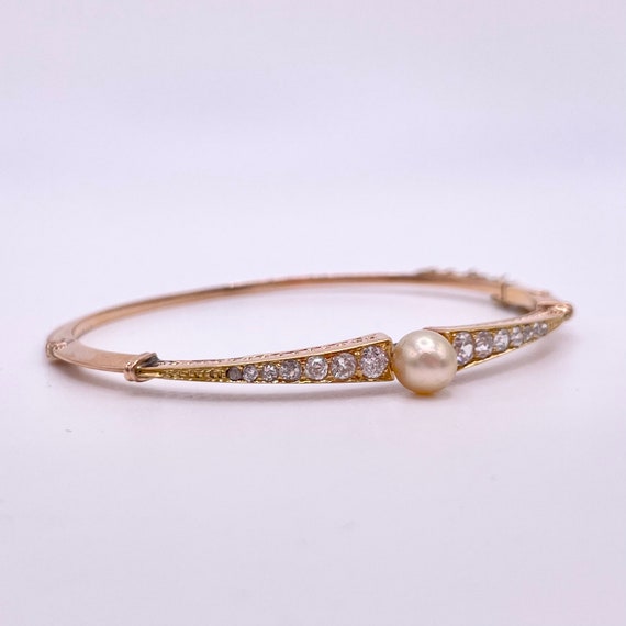 Antique Victorian Pearl & Diamond Bracelet - image 1