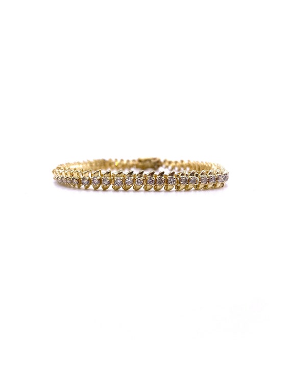 14k Yellow Gold Diamond Bracelet - image 1