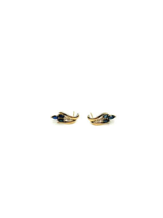 Gold Sapphire Diamonds Earrings - image 1