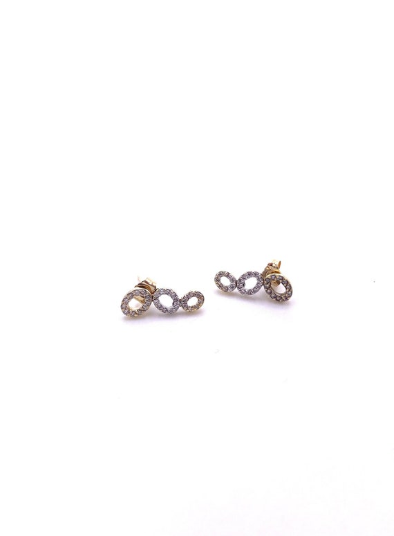 Gold 3 Circle Diamond Earrings